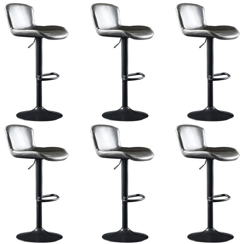 Faux Leather Barstools Adjustable Height Swivel Barstool with Footrest Gray 6 Piece Set Clearhalo 'Bar Furniture' 'Bar Stools' 'bar_stools' 'furn' 'furn_bar_stools' 'Furniture' 'Kitchen & Dining Furniture' 7015402