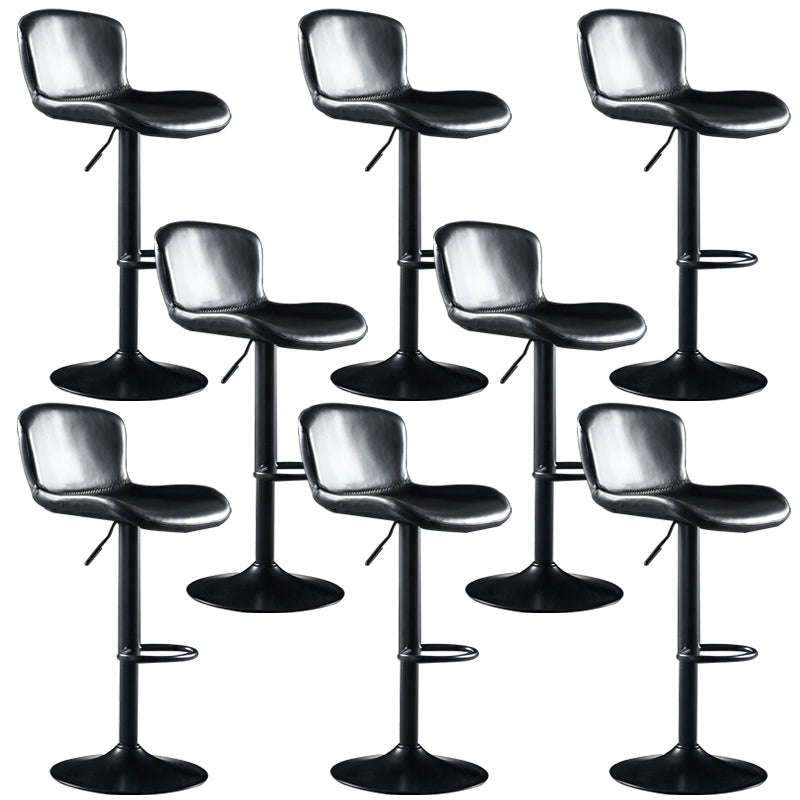 Faux Leather Barstools Adjustable Height Swivel Barstool with Footrest Black 8 Piece Set Clearhalo 'Bar Furniture' 'Bar Stools' 'bar_stools' 'furn' 'furn_bar_stools' 'Furniture' 'Kitchen & Dining Furniture' 7015405