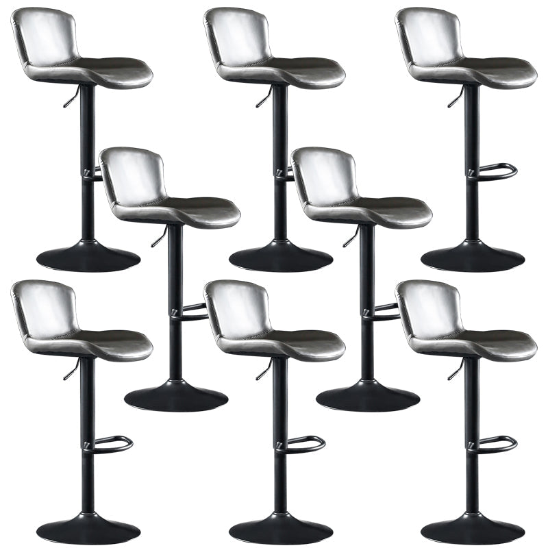Faux Leather Barstools Adjustable Height Swivel Barstool with Footrest Gray 8 Piece Set Clearhalo 'Bar Furniture' 'Bar Stools' 'bar_stools' 'furn' 'furn_bar_stools' 'Furniture' 'Kitchen & Dining Furniture' 7015408