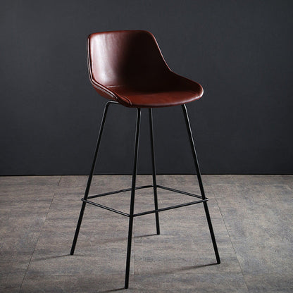 Faux Leather Dining Stools Bucket Armless Bar Stools with Metal Legs Red 1 Piece Clearhalo 'Bar Furniture' 'Bar Stools' 'bar_stools' 'furn' 'furn_bar_stools' 'Furniture' 'Kitchen & Dining Furniture' 7015413