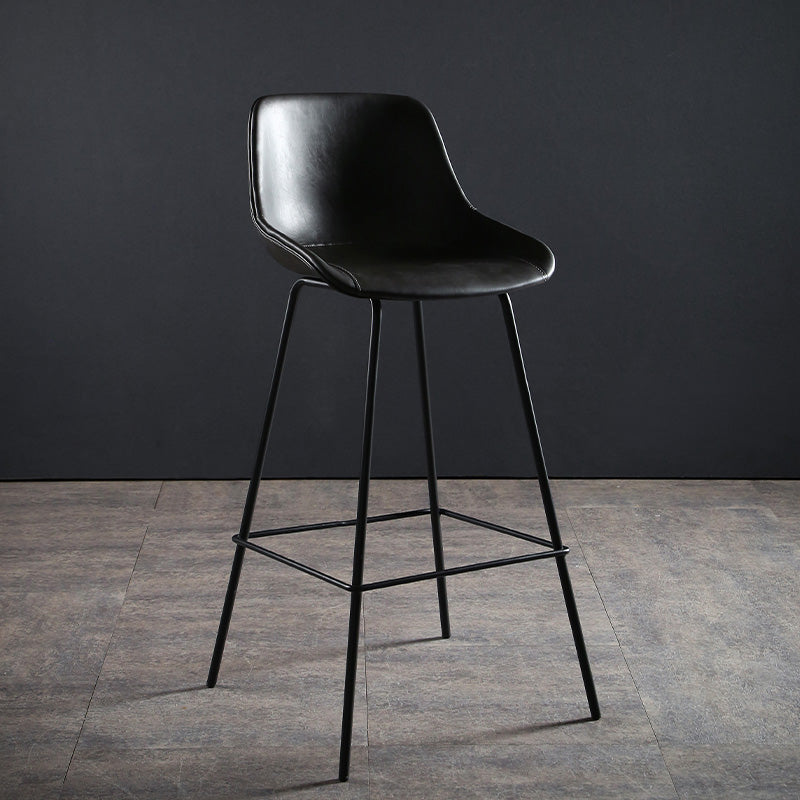 Faux Leather Dining Stools Bucket Armless Bar Stools with Metal Legs Gray 1 Piece Clearhalo 'Bar Furniture' 'Bar Stools' 'bar_stools' 'furn' 'furn_bar_stools' 'Furniture' 'Kitchen & Dining Furniture' 7015415