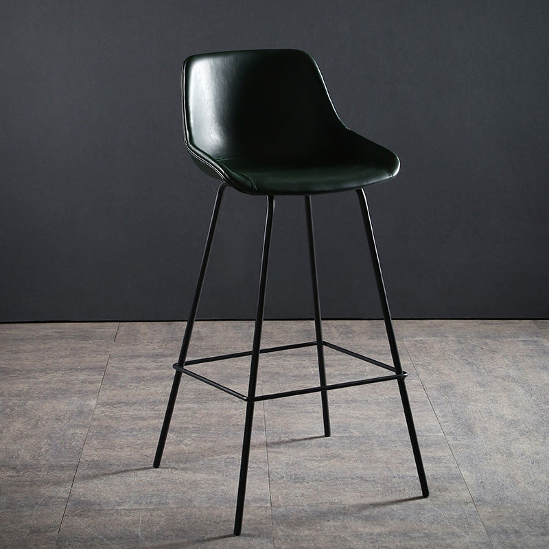 Faux Leather Dining Stools Bucket Armless Bar Stools with Metal Legs Green 1 Piece Clearhalo 'Bar Furniture' 'Bar Stools' 'bar_stools' 'furn' 'furn_bar_stools' 'Furniture' 'Kitchen & Dining Furniture' 7015417