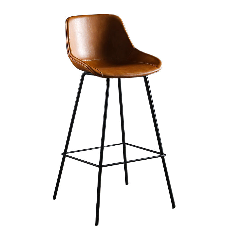 Faux Leather Dining Stools Bucket Armless Bar Stools with Metal Legs Clearhalo 'Bar Furniture' 'Bar Stools' 'bar_stools' 'furn' 'furn_bar_stools' 'Furniture' 'Kitchen & Dining Furniture' 7015420