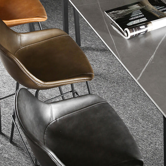 Faux Leather Dining Stools Bucket Armless Bar Stools with Metal Legs Clearhalo 'Bar Furniture' 'Bar Stools' 'bar_stools' 'furn' 'furn_bar_stools' 'Furniture' 'Kitchen & Dining Furniture' 7015422