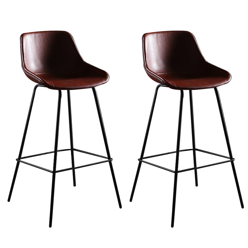 Faux Leather Dining Stools Bucket Armless Bar Stools with Metal Legs Red 2 Piece Set Clearhalo 'Bar Furniture' 'Bar Stools' 'bar_stools' 'furn' 'furn_bar_stools' 'Furniture' 'Kitchen & Dining Furniture' 7015423