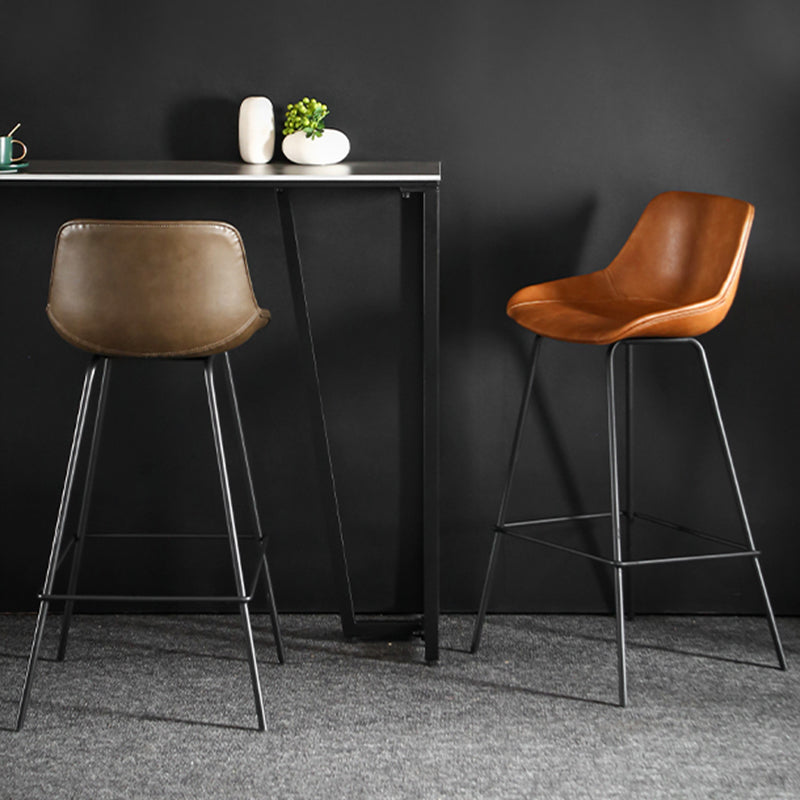 Faux Leather Dining Stools Bucket Armless Bar Stools with Metal Legs Clearhalo 'Bar Furniture' 'Bar Stools' 'bar_stools' 'furn' 'furn_bar_stools' 'Furniture' 'Kitchen & Dining Furniture' 7015424