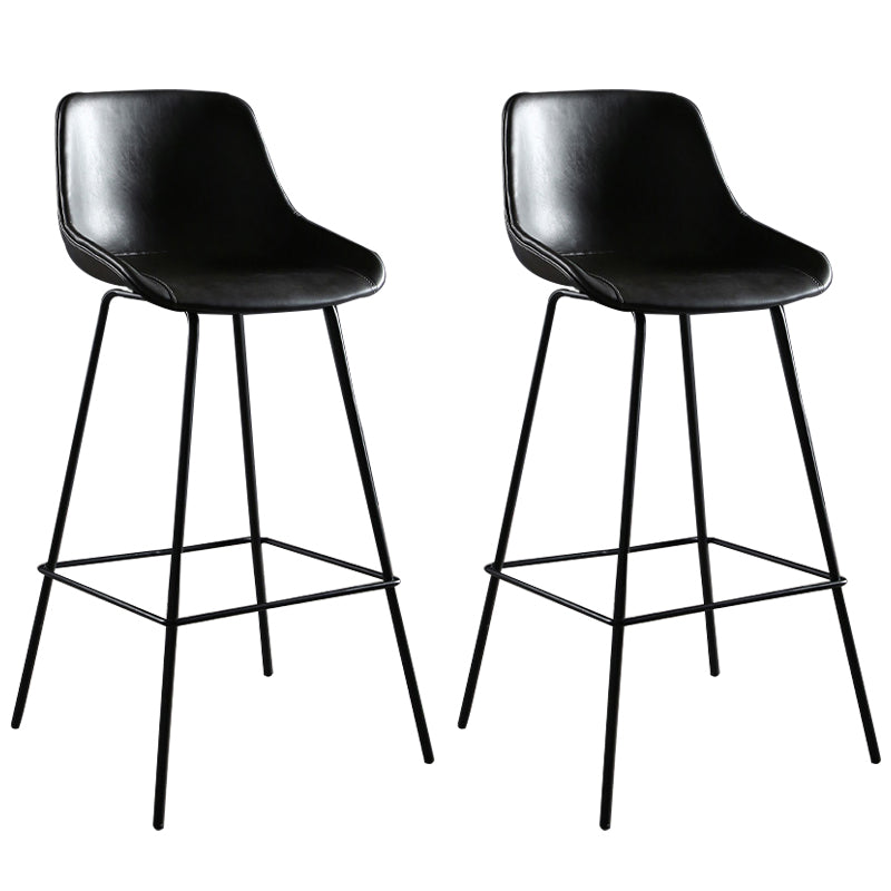 Faux Leather Dining Stools Bucket Armless Bar Stools with Metal Legs Gray 2 Piece Set Clearhalo 'Bar Furniture' 'Bar Stools' 'bar_stools' 'furn' 'furn_bar_stools' 'Furniture' 'Kitchen & Dining Furniture' 7015426