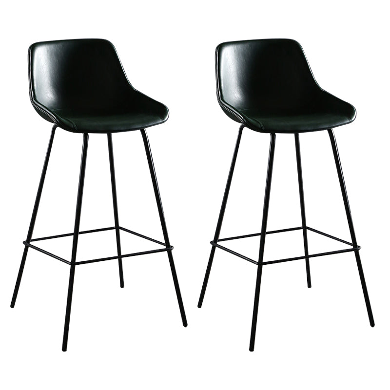 Faux Leather Dining Stools Bucket Armless Bar Stools with Metal Legs Green 2 Piece Set Clearhalo 'Bar Furniture' 'Bar Stools' 'bar_stools' 'furn' 'furn_bar_stools' 'Furniture' 'Kitchen & Dining Furniture' 7015427