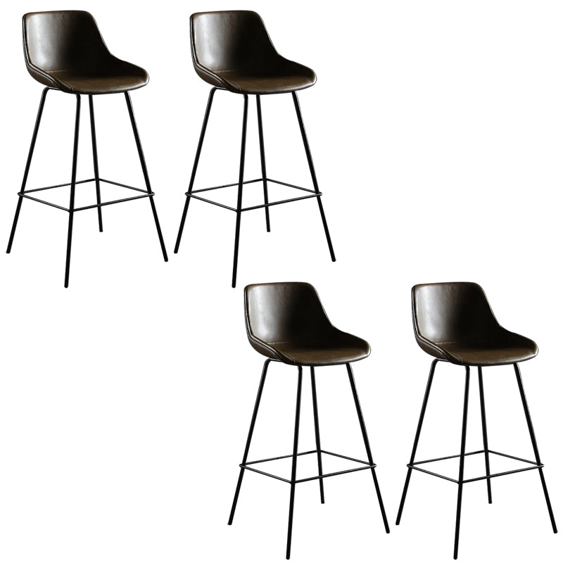 Faux Leather Dining Stools Bucket Armless Bar Stools with Metal Legs Dark Brown 4 Piece Set Clearhalo 'Bar Furniture' 'Bar Stools' 'bar_stools' 'furn' 'furn_bar_stools' 'Furniture' 'Kitchen & Dining Furniture' 7015429