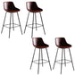 Faux Leather Dining Stools Bucket Armless Bar Stools with Metal Legs Red 4 Piece Set Clearhalo 'Bar Furniture' 'Bar Stools' 'bar_stools' 'furn' 'furn_bar_stools' 'Furniture' 'Kitchen & Dining Furniture' 7015430