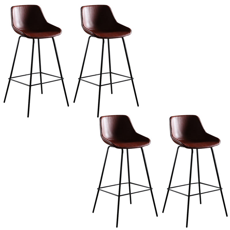 Faux Leather Dining Stools Bucket Armless Bar Stools with Metal Legs Red 4 Piece Set Clearhalo 'Bar Furniture' 'Bar Stools' 'bar_stools' 'furn' 'furn_bar_stools' 'Furniture' 'Kitchen & Dining Furniture' 7015430