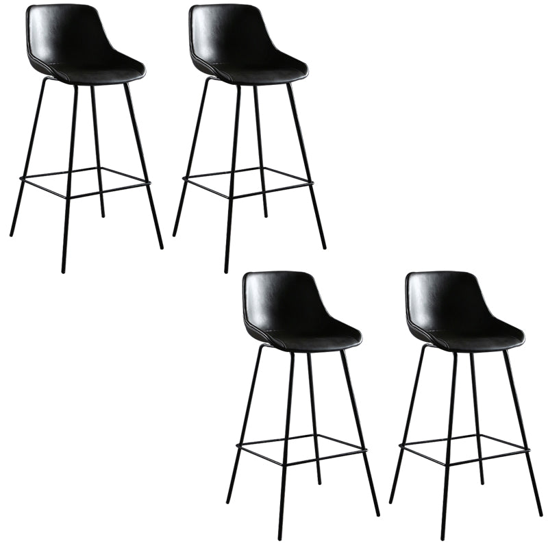 Faux Leather Dining Stools Bucket Armless Bar Stools with Metal Legs Gray 4 Piece Set Clearhalo 'Bar Furniture' 'Bar Stools' 'bar_stools' 'furn' 'furn_bar_stools' 'Furniture' 'Kitchen & Dining Furniture' 7015431