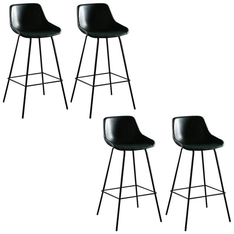 Faux Leather Dining Stools Bucket Armless Bar Stools with Metal Legs Green 4 Piece Set Clearhalo 'Bar Furniture' 'Bar Stools' 'bar_stools' 'furn' 'furn_bar_stools' 'Furniture' 'Kitchen & Dining Furniture' 7015432