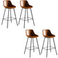 Faux Leather Dining Stools Bucket Armless Bar Stools with Metal Legs Brown 4 Piece Set Clearhalo 'Bar Furniture' 'Bar Stools' 'bar_stools' 'furn' 'furn_bar_stools' 'Furniture' 'Kitchen & Dining Furniture' 7015433