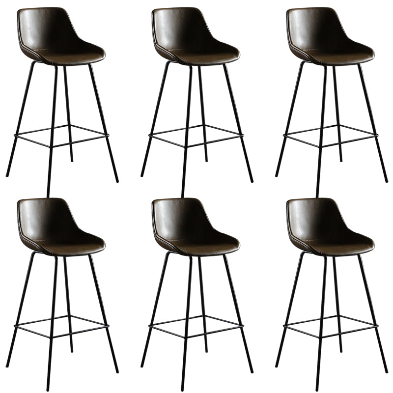 Faux Leather Dining Stools Bucket Armless Bar Stools with Metal Legs Dark Brown 6 Piece Set Clearhalo 'Bar Furniture' 'Bar Stools' 'bar_stools' 'furn' 'furn_bar_stools' 'Furniture' 'Kitchen & Dining Furniture' 7015434