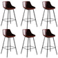 Faux Leather Dining Stools Bucket Armless Bar Stools with Metal Legs Red 6 Piece Set Clearhalo 'Bar Furniture' 'Bar Stools' 'bar_stools' 'furn' 'furn_bar_stools' 'Furniture' 'Kitchen & Dining Furniture' 7015435