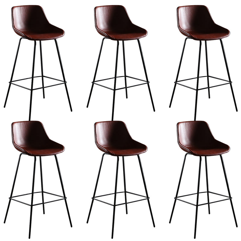 Faux Leather Dining Stools Bucket Armless Bar Stools with Metal Legs Red 6 Piece Set Clearhalo 'Bar Furniture' 'Bar Stools' 'bar_stools' 'furn' 'furn_bar_stools' 'Furniture' 'Kitchen & Dining Furniture' 7015435