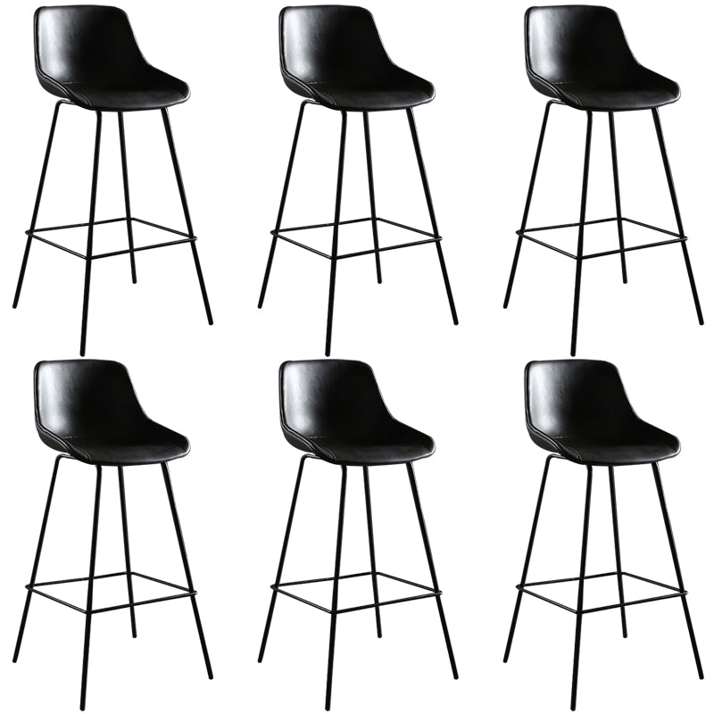 Faux Leather Dining Stools Bucket Armless Bar Stools with Metal Legs Gray 6 Piece Set Clearhalo 'Bar Furniture' 'Bar Stools' 'bar_stools' 'furn' 'furn_bar_stools' 'Furniture' 'Kitchen & Dining Furniture' 7015436