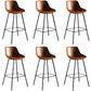 Faux Leather Dining Stools Bucket Armless Bar Stools with Metal Legs Brown 6 Piece Set Clearhalo 'Bar Furniture' 'Bar Stools' 'bar_stools' 'furn' 'furn_bar_stools' 'Furniture' 'Kitchen & Dining Furniture' 7015438