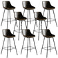 Faux Leather Dining Stools Bucket Armless Bar Stools with Metal Legs Dark Brown 8 Piece Set Clearhalo 'Bar Furniture' 'Bar Stools' 'bar_stools' 'furn' 'furn_bar_stools' 'Furniture' 'Kitchen & Dining Furniture' 7015439