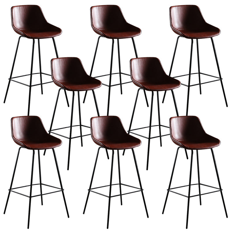 Faux Leather Dining Stools Bucket Armless Bar Stools with Metal Legs Red 8 Piece Set Clearhalo 'Bar Furniture' 'Bar Stools' 'bar_stools' 'furn' 'furn_bar_stools' 'Furniture' 'Kitchen & Dining Furniture' 7015440