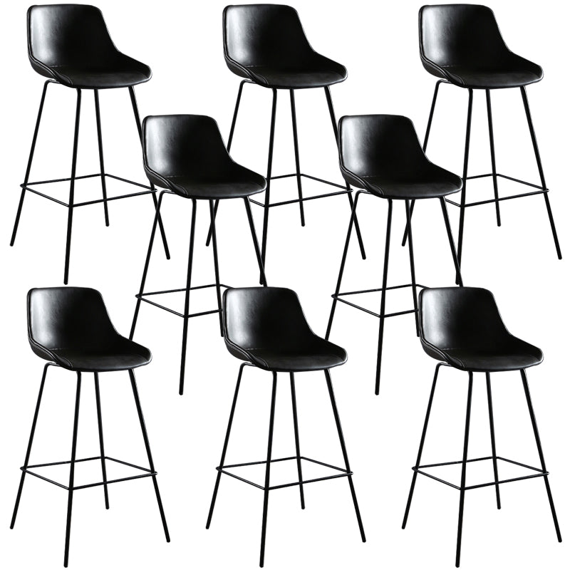 Faux Leather Dining Stools Bucket Armless Bar Stools with Metal Legs Gray 8 Piece Set Clearhalo 'Bar Furniture' 'Bar Stools' 'bar_stools' 'furn' 'furn_bar_stools' 'Furniture' 'Kitchen & Dining Furniture' 7015441