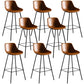 Faux Leather Dining Stools Bucket Armless Bar Stools with Metal Legs Brown 8 Piece Set Clearhalo 'Bar Furniture' 'Bar Stools' 'bar_stools' 'furn' 'furn_bar_stools' 'Furniture' 'Kitchen & Dining Furniture' 7015443