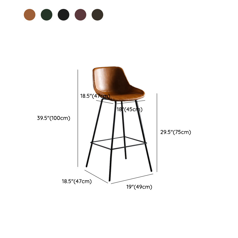 Faux Leather Dining Stools Bucket Armless Bar Stools with Metal Legs Clearhalo 'Bar Furniture' 'Bar Stools' 'bar_stools' 'furn' 'furn_bar_stools' 'Furniture' 'Kitchen & Dining Furniture' 7015444