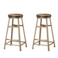 Backless Solid Wood Dining Stools Round Bar Stools with Metal Legs