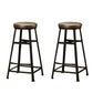 Backless Solid Wood Dining Stools Round Bar Stools with Metal Legs
