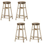 Backless Solid Wood Dining Stools Round Bar Stools with Metal Legs