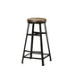 Backless Solid Wood Dining Stools Round Bar Stools with Metal Legs