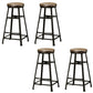 Backless Solid Wood Dining Stools Round Bar Stools with Metal Legs