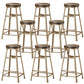 Backless Solid Wood Dining Stools Round Bar Stools with Metal Legs