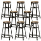 Backless Solid Wood Dining Stools Round Bar Stools with Metal Legs