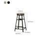 Backless Solid Wood Dining Stools Round Bar Stools with Metal Legs