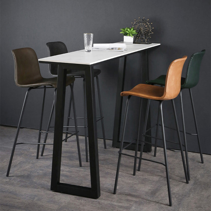 Faux Leather Dining Stools Low Back Bucket Bar Stools with Metal Legs Clearhalo 'Bar Furniture' 'Bar Stools' 'bar_stools' 'furn' 'furn_bar_stools' 'Furniture' 'Kitchen & Dining Furniture' 7015463