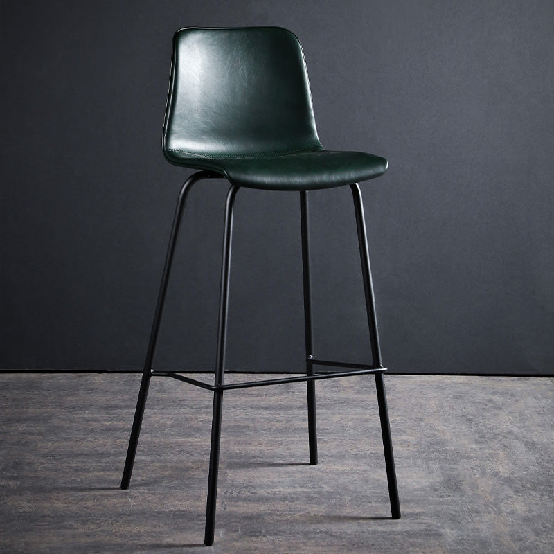Faux Leather Dining Stools Low Back Bucket Bar Stools with Metal Legs Green 1 Piece Clearhalo 'Bar Furniture' 'Bar Stools' 'bar_stools' 'furn' 'furn_bar_stools' 'Furniture' 'Kitchen & Dining Furniture' 7015465