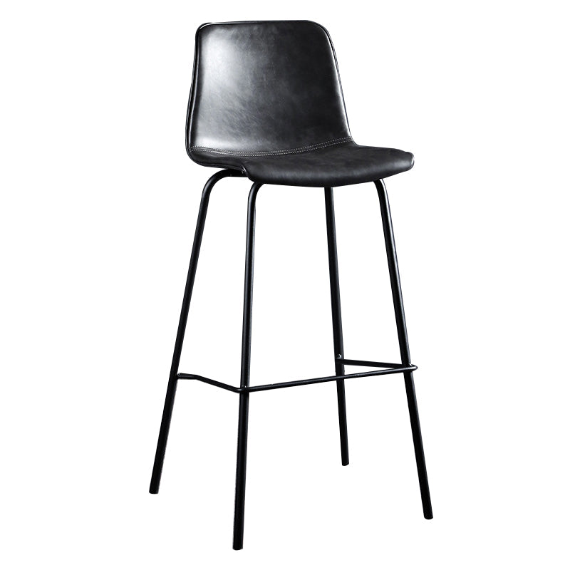 Faux Leather Dining Stools Low Back Bucket Bar Stools with Metal Legs Clearhalo 'Bar Furniture' 'Bar Stools' 'bar_stools' 'furn' 'furn_bar_stools' 'Furniture' 'Kitchen & Dining Furniture' 7015472