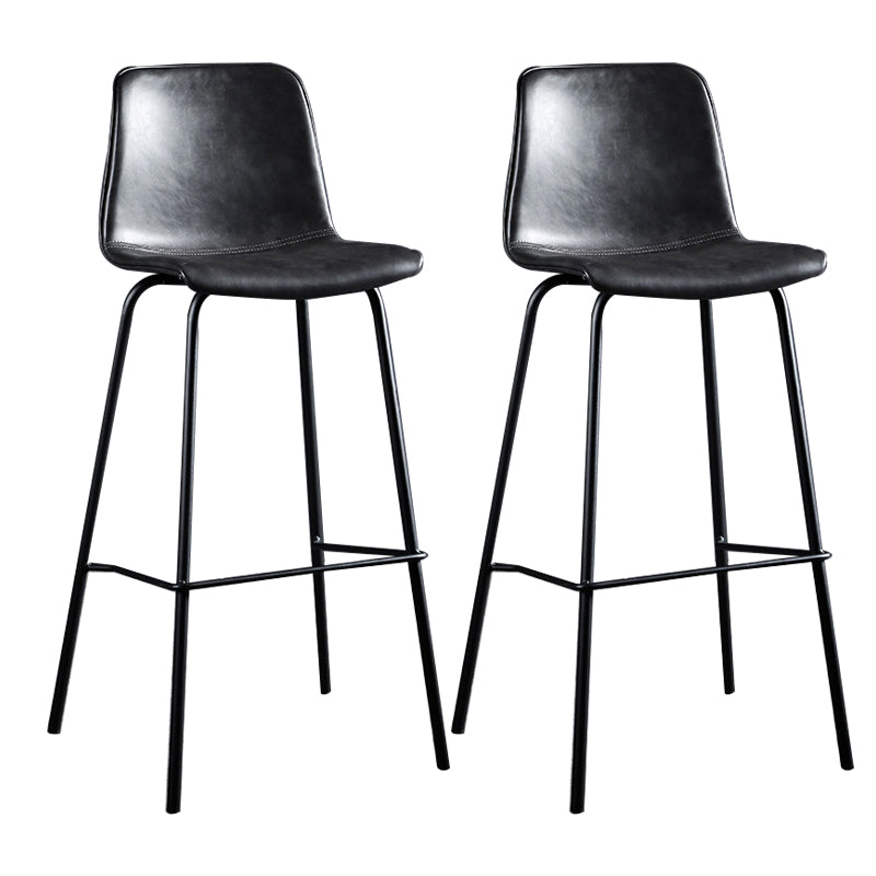 Faux Leather Dining Stools Low Back Bucket Bar Stools with Metal Legs Gray 2 Piece Set Clearhalo 'Bar Furniture' 'Bar Stools' 'bar_stools' 'furn' 'furn_bar_stools' 'Furniture' 'Kitchen & Dining Furniture' 7015473