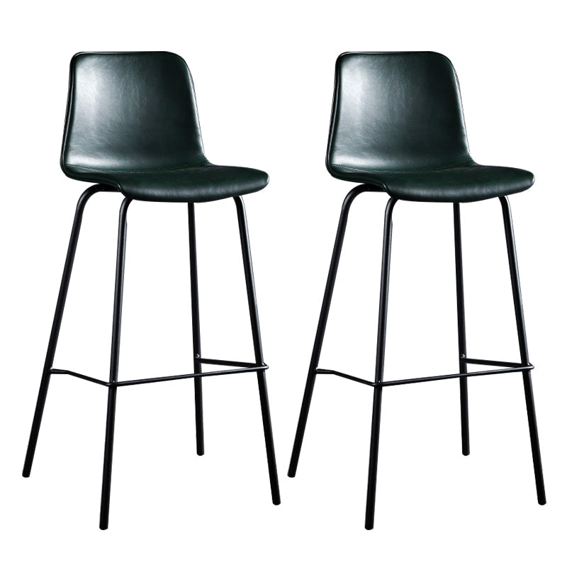 Faux Leather Dining Stools Low Back Bucket Bar Stools with Metal Legs Green 2 Piece Set Clearhalo 'Bar Furniture' 'Bar Stools' 'bar_stools' 'furn' 'furn_bar_stools' 'Furniture' 'Kitchen & Dining Furniture' 7015475