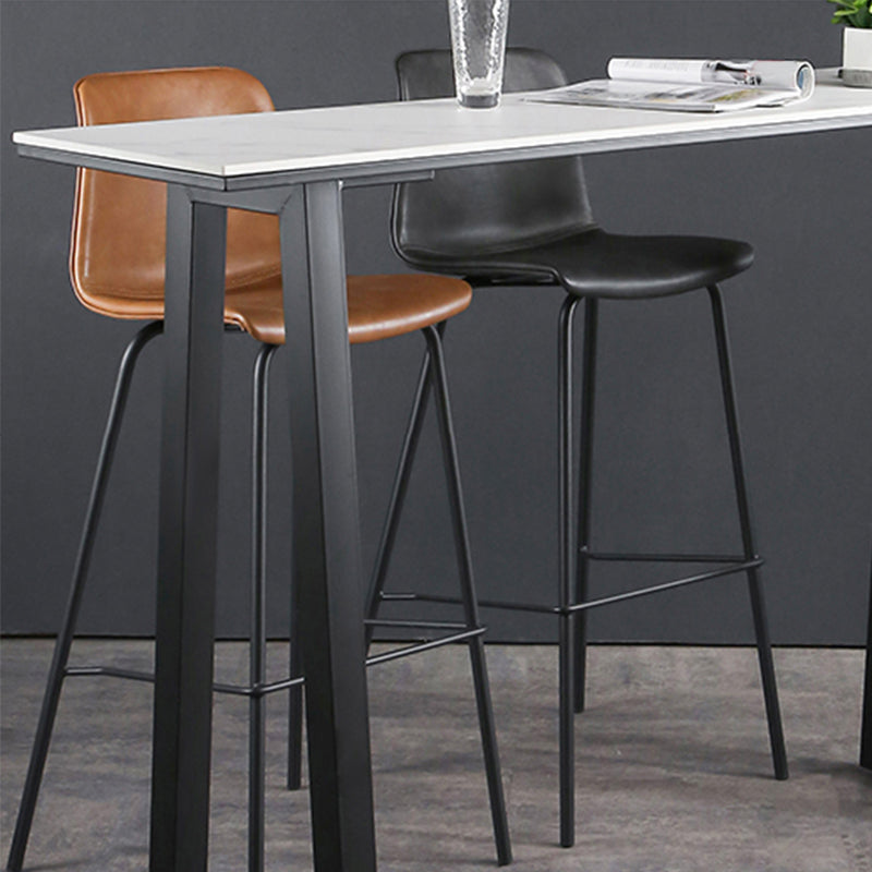 Faux Leather Dining Stools Low Back Bucket Bar Stools with Metal Legs Clearhalo 'Bar Furniture' 'Bar Stools' 'bar_stools' 'furn' 'furn_bar_stools' 'Furniture' 'Kitchen & Dining Furniture' 7015476