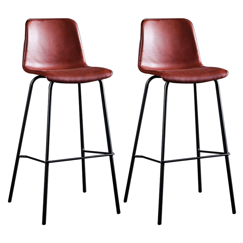 Faux Leather Dining Stools Low Back Bucket Bar Stools with Metal Legs Red 2 Piece Set Clearhalo 'Bar Furniture' 'Bar Stools' 'bar_stools' 'furn' 'furn_bar_stools' 'Furniture' 'Kitchen & Dining Furniture' 7015477