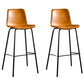Faux Leather Dining Stools Low Back Bucket Bar Stools with Metal Legs Brown 2 Piece Set Clearhalo 'Bar Furniture' 'Bar Stools' 'bar_stools' 'furn' 'furn_bar_stools' 'Furniture' 'Kitchen & Dining Furniture' 7015480