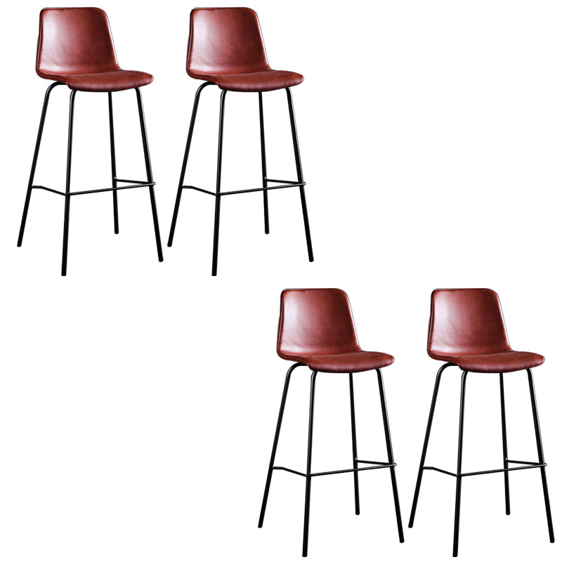 Faux Leather Dining Stools Low Back Bucket Bar Stools with Metal Legs Red 4 Piece Set Clearhalo 'Bar Furniture' 'Bar Stools' 'bar_stools' 'furn' 'furn_bar_stools' 'Furniture' 'Kitchen & Dining Furniture' 7015484