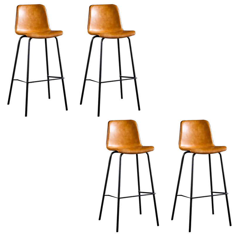 Faux Leather Dining Stools Low Back Bucket Bar Stools with Metal Legs Brown 4 Piece Set Clearhalo 'Bar Furniture' 'Bar Stools' 'bar_stools' 'furn' 'furn_bar_stools' 'Furniture' 'Kitchen & Dining Furniture' 7015485