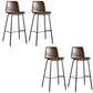 Faux Leather Dining Stools Low Back Bucket Bar Stools with Metal Legs Dark Brown 4 Piece Set Clearhalo 'Bar Furniture' 'Bar Stools' 'bar_stools' 'furn' 'furn_bar_stools' 'Furniture' 'Kitchen & Dining Furniture' 7015486