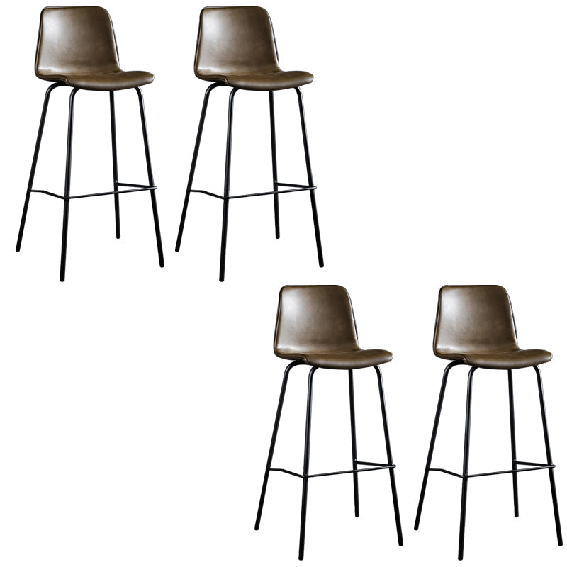 Faux Leather Dining Stools Low Back Bucket Bar Stools with Metal Legs Dark Brown 4 Piece Set Clearhalo 'Bar Furniture' 'Bar Stools' 'bar_stools' 'furn' 'furn_bar_stools' 'Furniture' 'Kitchen & Dining Furniture' 7015486