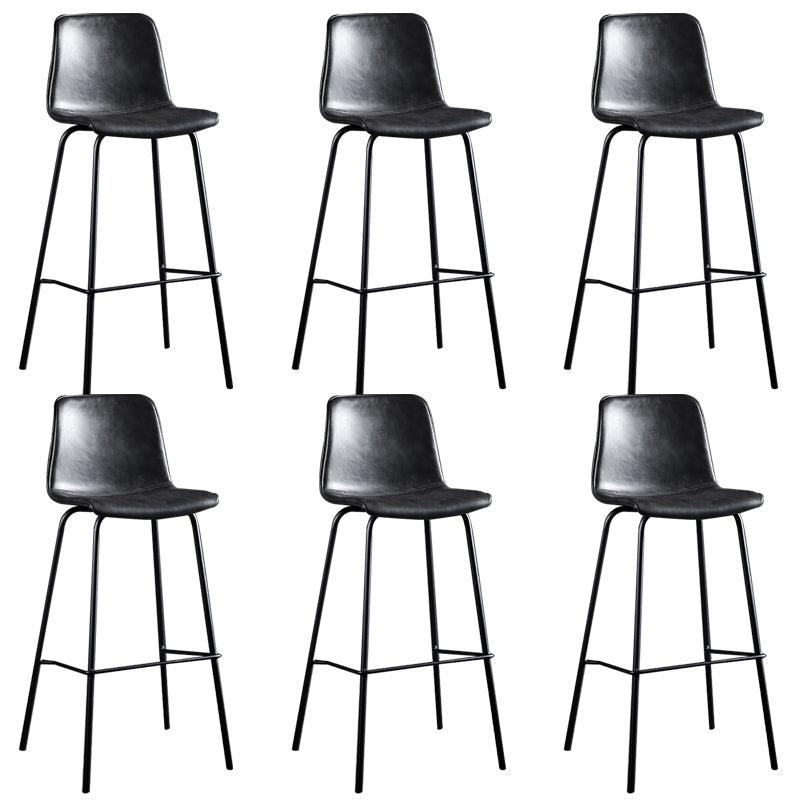 Faux Leather Dining Stools Low Back Bucket Bar Stools with Metal Legs Gray 6 Piece Set Clearhalo 'Bar Furniture' 'Bar Stools' 'bar_stools' 'furn' 'furn_bar_stools' 'Furniture' 'Kitchen & Dining Furniture' 7015487