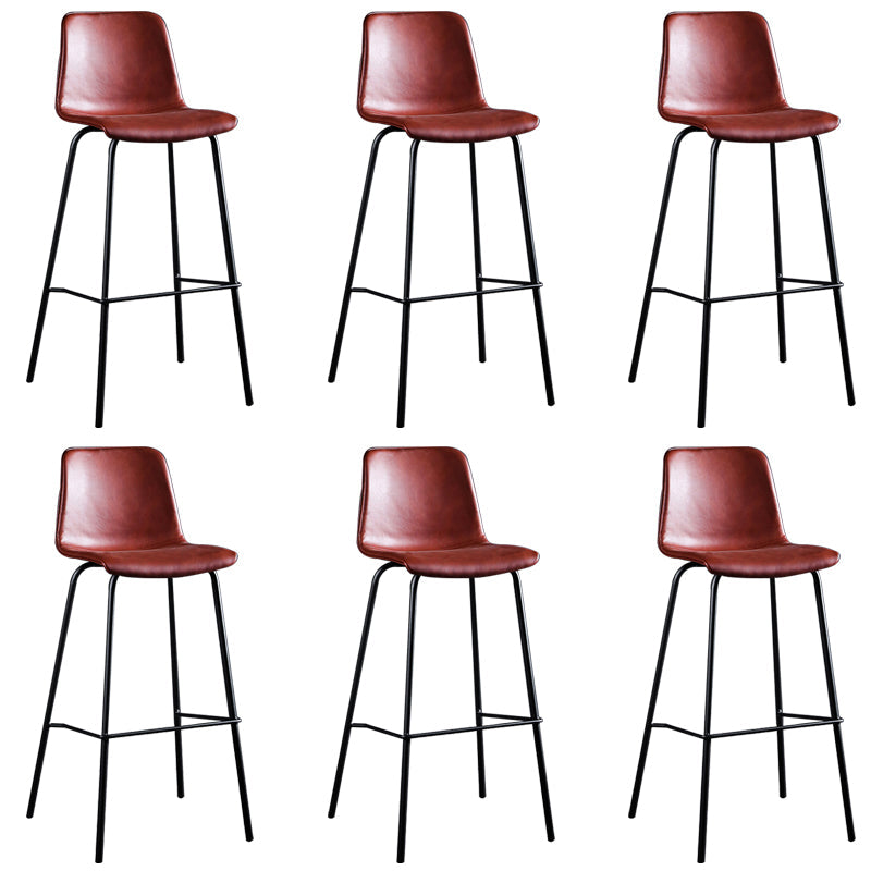 Faux Leather Dining Stools Low Back Bucket Bar Stools with Metal Legs Red 6 Piece Set Clearhalo 'Bar Furniture' 'Bar Stools' 'bar_stools' 'furn' 'furn_bar_stools' 'Furniture' 'Kitchen & Dining Furniture' 7015489